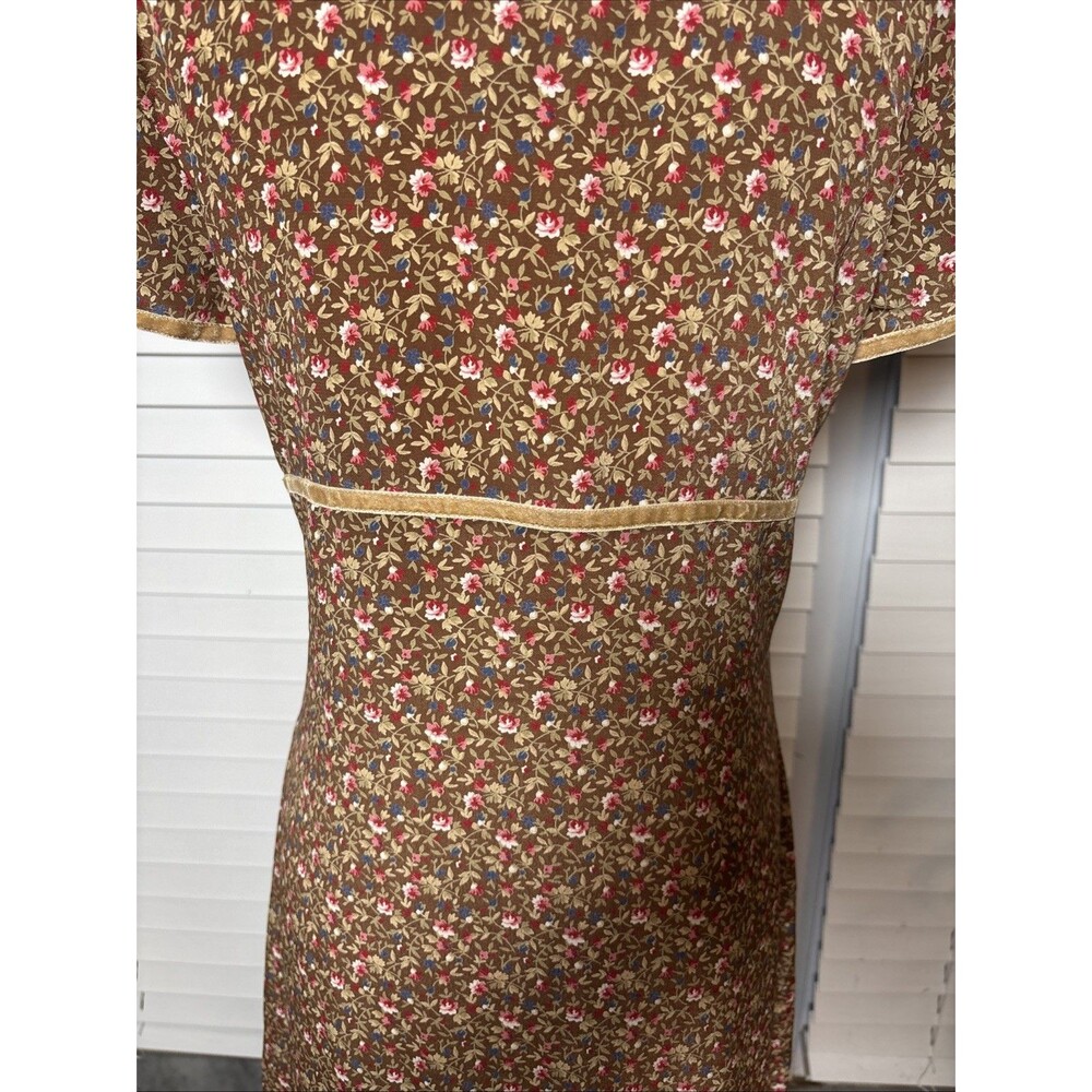 Vintage Express Brown Floral Maxi Dress Size 5/6 90’s cottagecore - Picture 6 of 12